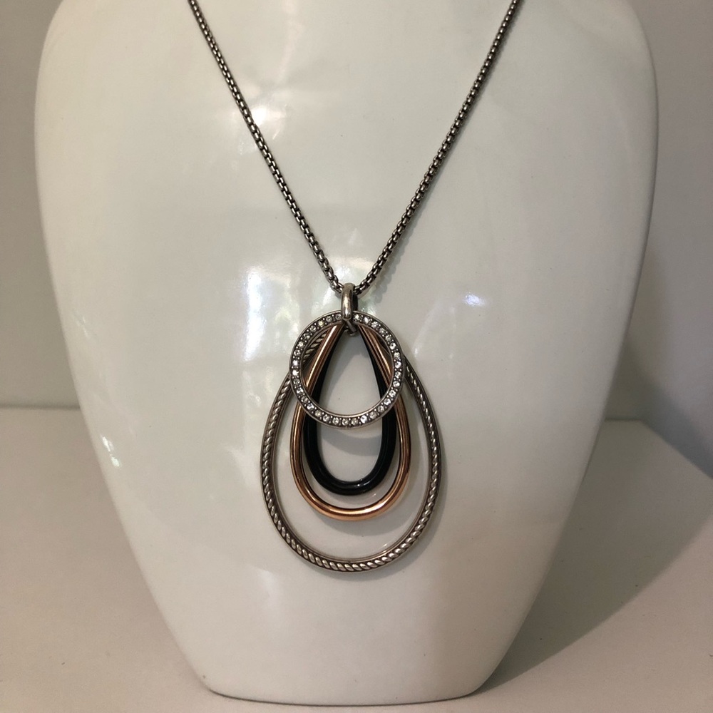 Brighton Neptune’s Rings Convertible Crystal Accent Pendant Necklace Long Chain